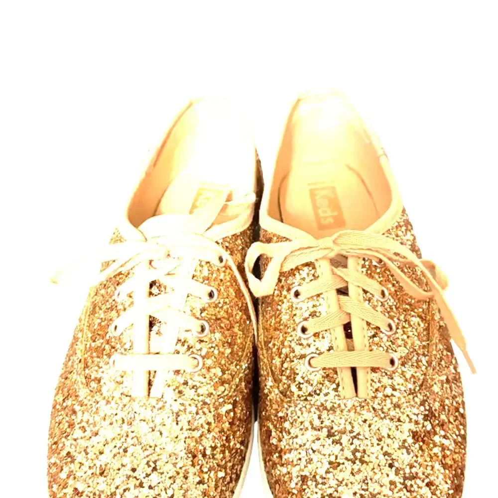 Rose gold glitter sneakers - size 7